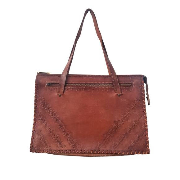 Vintage Embossed Tooled Leather Hand Bag Purse Boho Western - Picture 1 of 11